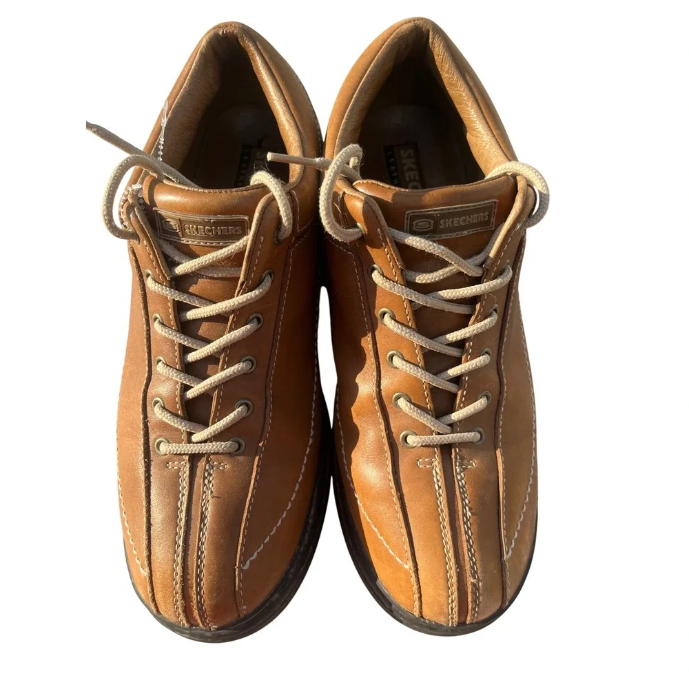 Skechers Mens 7420 Leather Oxford Shoes Brown Lace‎ Up Vintage Y2K Size 12